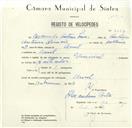Registo de velocípede de marca Nacional, com o nº 8587, em nome de Carmindo António Simões, morador em Aruil.