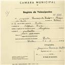 Registo de velocípede de marca Champion, com o nº 2263, em nome de Joaquim Lourenço dos Santos, morador em Estefânia.