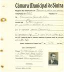 Registo de matricula de carroceiro de 2 ou mais animais em nome de Bernardino Gomes da Silva, morador em Almoçageme, com o nº de inscrição 2096.