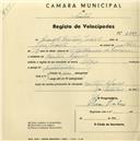Registo de velocípede de marca Olga, com o nº 2209, em nome de Manuel Martins Jacinto, morador em Coutinho Afonso.
