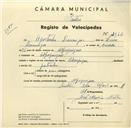 Registo de velocípede de marca Olympique, com o nº 3662, em nome de Agostinho Domingos, morador em Alfaquiques.