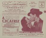 Programa do filme "A Cicatriz" realizado por Steve Sckely com a participação de Paul Henreid, Joan Bennett, Edward Franz, Leslie Brooks e John Qualen.