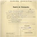 Registo de velocípede de marca Oriental, com o nº 423, em nome de João Bandeira de Mello, morador na Rua da Ferraria nº 27, Sintra.