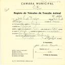 Registo de um veiculo de duas rodas tirado por dois animais de espécie bovina destinado a transporte de mercadorias em nome de José Simões Parcelas, morador na Assafora.