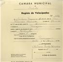 Registo de velocípede com o nº 1042, em nome de António Francisco Machado, morador em Terrugem.