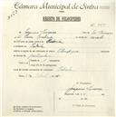 Registo de velocípede de marca Olympique, com o nº 4621, em nome de Joaquim Lourenço, morador em Cabrela.