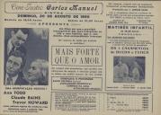 Programa do filme "Mais forte Que o Amor" com a participação de Ann Todd, Claude Rains e Trevor Howard.