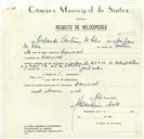 Registo de velocípede de marca Cuciolo, com o nº 8613, em nome de Orlando Antunes da Silva, morador em Carrascal.