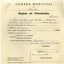 Registo de velocípede com o nº 4150, em nome de Isaac Estêvão da Costa, morador em Maceira.
