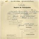 Registo de velocípede de marca Record de Luxe, com o nº 420, em nome de Judite de Jesus Ferreira Ribeiro, moradora em Algueirão.