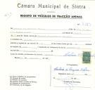 Registo de um veiculo de duas rodas tirado por um animal de espécie muar destinado a transporte de mercadorias em nome de António dos Prazeres Veloso, morador no Mucifal.