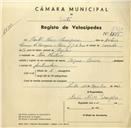Registo de velocípede de marca Origan, com o nº 3320, em nome de Nestor Neves Laranjeira, morador em Mem Martins.