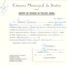 Registo de um veiculo de duas rodas tirado por dois animais de espécie bovina destinado a transporte de mercadorias em nome de Manuel Duarte, morador no Casal da Freira.