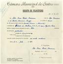 Registo de velocípede com o nº 5329, em nome de Peter Bruno Theodoro Braumam, morador em Estrada da Abelheira, Agualva.