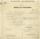 Registo de velocípede de marca Sírius, com o nº 2, em nome de José Faustino Duarte, morador em Sintra.