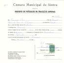 Registo de um veiculo de duas rodas tirado por um animal de espécie asinina destinado a transporte de mercadorias em nome de Francisco Claro, morador em Massamá.