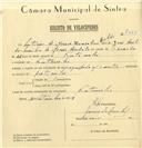 Registo de velocípede com o nº 7325, em nome de António de Jesus Gonçalves Borlido, morador em Fontanelas.