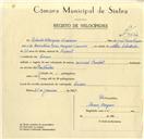 Registo de velocípede de marca Pombal, com o nº 9642, em nome de Orlando Marques Travassos, morador em Cacém.