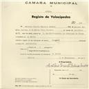 Registo de velocípede de marca Peugeot, com o nº 35, em nome de António Duarte Ribeiro Simões, morador em D. Maria.
