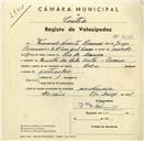 Registo de velocípede de marca Deka, com o nº 3557, em nome de Fernando Duarte Paramos, morador em Quinta da Bela Vista, Cacém.