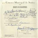 Registo de velocípede de marca Raleigh, com o nº 5489, em nome de Manuel Nunes Freire Quaresma, morador em Mem Martins.
