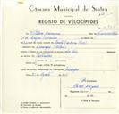 Registo de velocípede com o nº 9194, em nome de Vitalino Barracosa, morador em Carenque.
