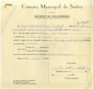 Registo de velocípede de marca Quinchly, com o nº 10018, em nome de Mário Eduardo de Campos Mathiotte, morador em S. Pedro de Sintra.