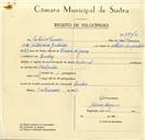 Registo de velocípede de marca Nacional, com o nº 9740, em nome de António Ferreira, morador em Queluz.