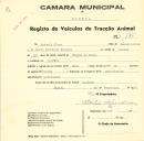 Registo de um veiculo de duas rodas tirado por um animal de espécie bovina destinado a transporte de mercadorias em nome de António Alves, morador na Assafora.