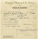Registo de velocípede de marca Cicles Pombal, com o nº 6968, em nome de Fernando Marques, morador em Lameiras.