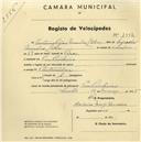 Registo de velocípede de marca Smart, com o nº 1333, em nome de Augusto Neves, morador em Assafora.