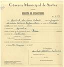 Registo de velocípede de marca Dina, com o nº 6983, em nome de Aníbal das Neves Cabaço, morador em Agualva.