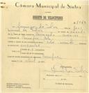 Registo de velocípede de marca Vilar, com o nº 7862, em nome de Domingos da Silva, morador em Carenque.