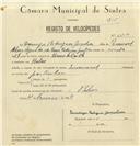 Registo de velocípede de marca Invencível, com o nº 6877, em nome de Domingos Rodrigues Gonçalves, morador em Belas.
