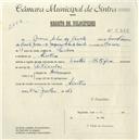 Registo de velocípede de marca City fixe, com o nº 5340, em nome de Mário Silva de Ávila, morador em Sintra.