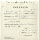 Registo de velocípede de marca Phillips, com o nº 5418, em nome de Manuel de Mendonça Tavares da Silva, morador em Casal do Torrado, Banzão.