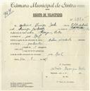 Registo de velocípede de marca Artur e Valadas, com o nº 5385, em nome de António Domingos Rocha, morador em Ral.