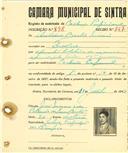 Registo de matricula de cocheiro profissional em nome de António Bastos Morais, morador em Queluz, com o nº de inscrição 898.