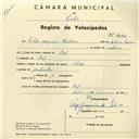 Registo de velocípede de marca Vileda, com o nº 4062, em nome de Filipe Joaquim Caetano, morador em Ral.