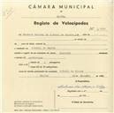 Registo de velocípede de marca Especial, com o nº 4982, em nome de Padaria Central de S. Pedro de Sintra, Lda, com sede em S. Pedro de Sintra.