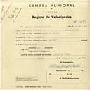 Registo de velocípede de marca Dinar, com o nº 3093, em nome de António Gonçalves Matias, morador em Várzea de Sintra.
