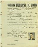 Registo de matricula de velocipedista em nome de Francisco Raul Rosa, morador em Belas, com o nº de inscrição 1814.