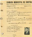 Registo de matricula de carroceiro de 2 ou mais animais em nome de Máximo Cândido Oliveira, morador em Pernigem, com o nº de inscrição 1982.