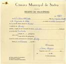 Registo de velocípede com o nº 9749, em nome de António Navalho, morador em Queluz.