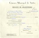 Registo de velocípede de marca Império, com o nº 9519, em nome de Américo da Silva Simões, morador em Carenque.