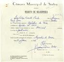 Registo de velocípede de marca Nacional, com o nº 8442, em nome de Luís Filipe Vicente Paulo, morador em Azenhas do Mar.