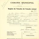 Registo de um veiculo de duas rodas tirado por dois animais de espécie muar destinado a transporte de mercadorias em nome de José Nunes Colares, morador em Nafarros.
