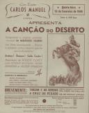 Programa do filme "A Canção do Deserto" realizado por Robert Florey com a participação de Dennis Morgan, Irene Manning e Victor Francen.