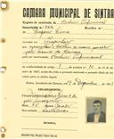 Registo de matricula de cocheiro profissional em nome de Gregório Lima, morador em Pero Pinheiro, com o nº de inscrição 804.