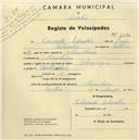 Registo de velocípede de marca Olympique, com o nº 1351, em nome de Eduardo Silvestre, morador em Moucheira.